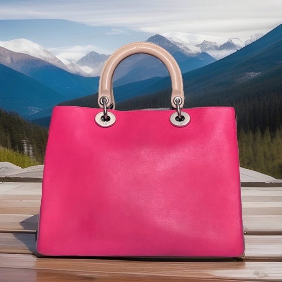 Christian Dior Diorissimo Bicolor Rare Pink/Tan LeatherTote Bag with Crossbody - Picture 3 of 11